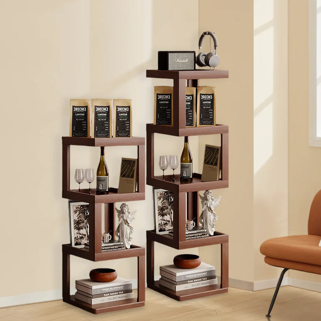 Multi-Tier Bamboo Storage Side/Bedside Table - 3/4/5 Tier Modern Nightstand for Bedrooms & Living Rooms (Small Spaces) - Luvia