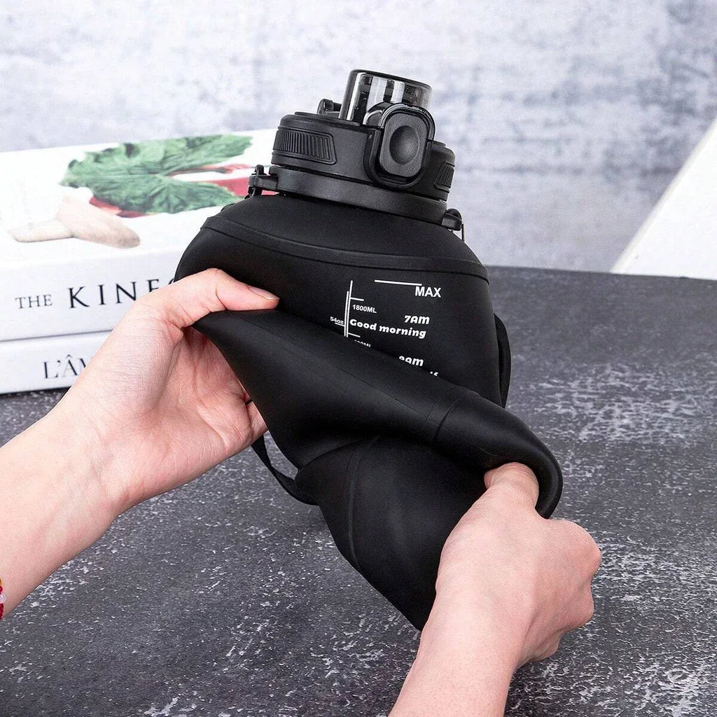 2L/64oz Silicone Water Bottles Collapsible Travel Water Bottle Roll Up Foldable Water Bottles With Straws Travel Camping Hiking - Luvia