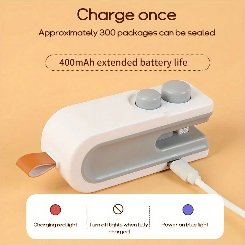 Handheld Bag Sealer Mini Heat Vacuum Food Sealer with Cutter and Magnet 2 in 1 Bag Sealer for Plastic Bags Snacks Food Storage - Luvia
