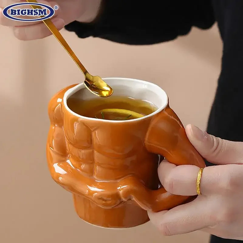 3D Ceramic Mug Muscle Mug Coffee Mug Milk Mug Man Gym Trainer Office Household Creative Funny Water Cup New Year Birthday Gift - Luvia