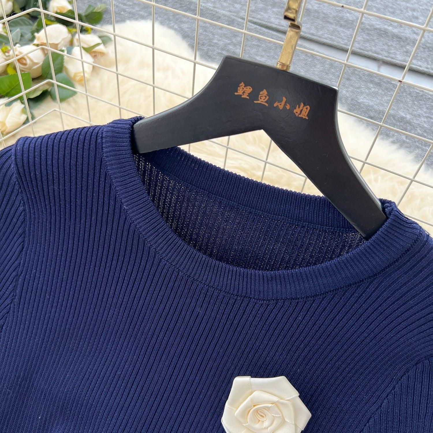 Elegant Chic Knit Tiered floral Long Dresses French Evening Party High Street autumn winter women clothing - Luvia