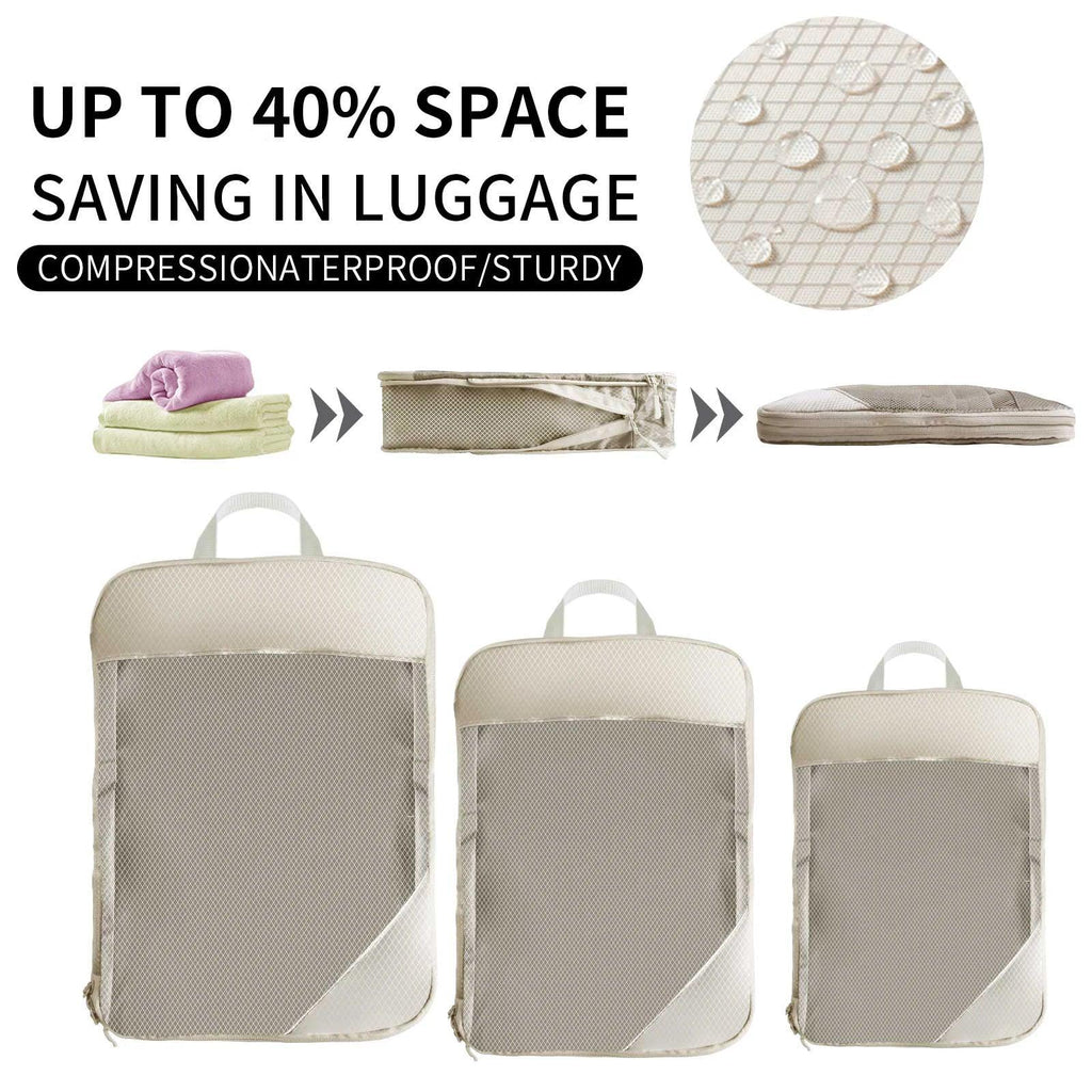 6Pcs Compression Packing Cubes Set for Travel Packing Cubes Compression Compressible Storage Bags for Carry On and Suitcases - Luvia