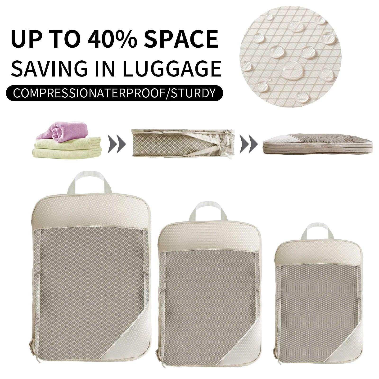 6Pcs Compression Packing Cubes Set for Travel Packing Cubes Compression Compressible Storage Bags for Carry On and Suitcases - Luvia