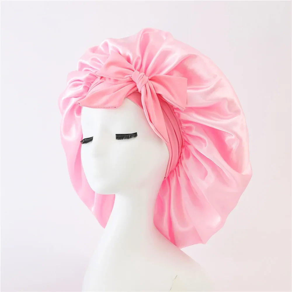 Sleeping Hat Women Satin Solid Night Sleep Cap Hair Care Bonnet Nightcap For Women Men Unisex Cap Bonnet De Nuit Shower Turban - Luvia