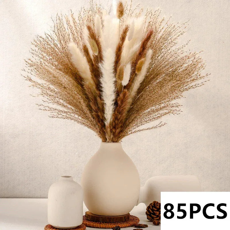 Natural Pampas Grass Bouquet Dried Flowers Autumn Home Room Decoration DIY Christmas Gift Artificial Flowers Wedding Arrangement - Luvia