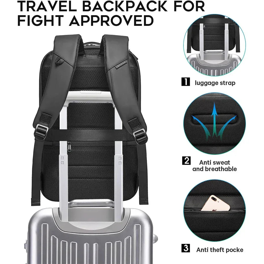 BANGE Business USB Charging Smart Backpacks Fits 15.6 Inch Laptop Commute Backpack WaterProof Carry On Bag for Men Travel Bags - Luvia
