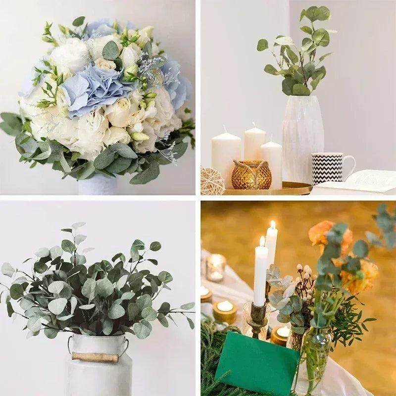 100 Pcs Artificial Eucalyptus Stems Fake Greenery Leaves Stems Faux Eucalyptus Plant for Floral Arrangement Green Leaves Decor - Luvia