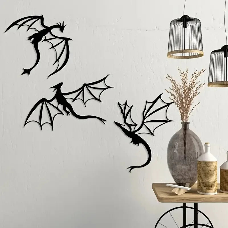 Dragon Metal Wall Art, Gift for Dragon Lovers, Room Decoration, Legend Cave Fantasy Art, Metal Mural Indoor and Outdoor Home Terrace Balcony Decoration, - Luvia