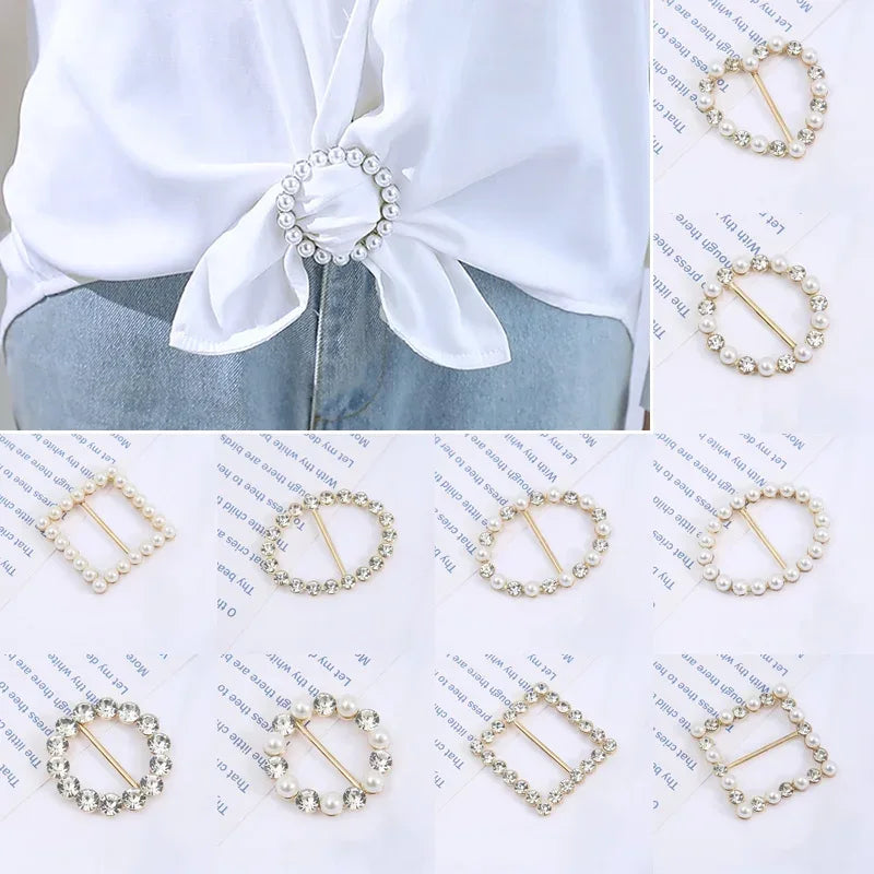 Silk Scarf Ring Clip T-Shirt Corner Hem Tie Brooch Women Scarves Clasp Waist Buckle Fashion Metal Ring for Shirts Clothing Decor - Luvia