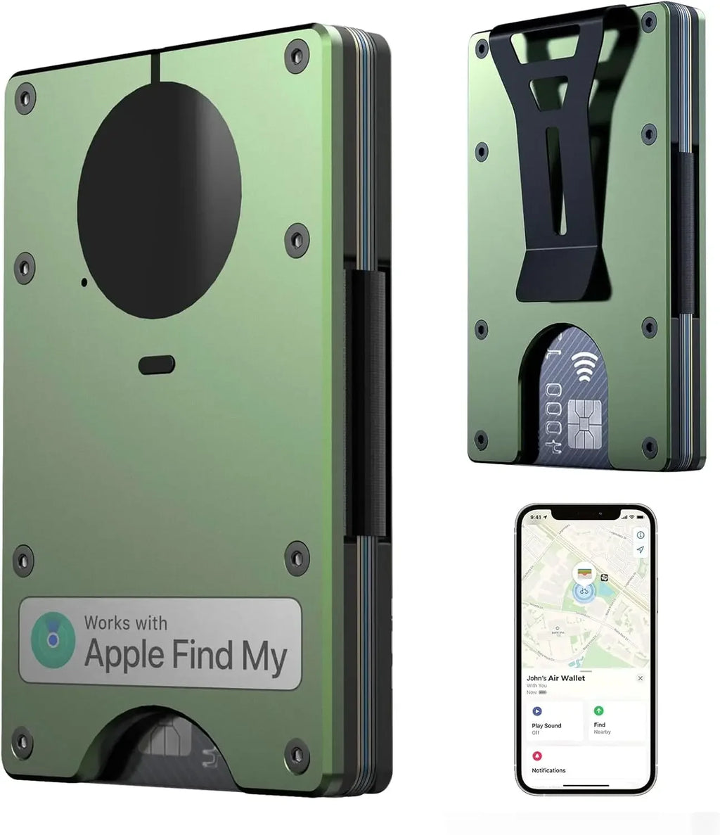 RFID Blocking Credit Card Holder, Slim Wallet For Men, Compatible with Find My iOS Only, Detachable Money Clip - Luvia
