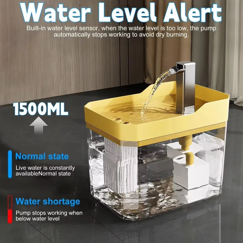 1.5L Cat Water Fountain USB Automatic Water Dispenser Live Circulation Filter Pet Drinker Quiet Pet Water Fountain Cat Small Pet - Luvia