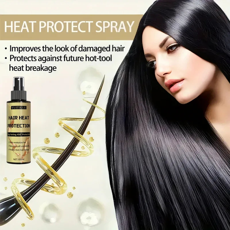 Hair heat protection spray, long-lasting protection up to 450 degrees, deeply moisturizes hair, making it soft and smooth. - Luvia