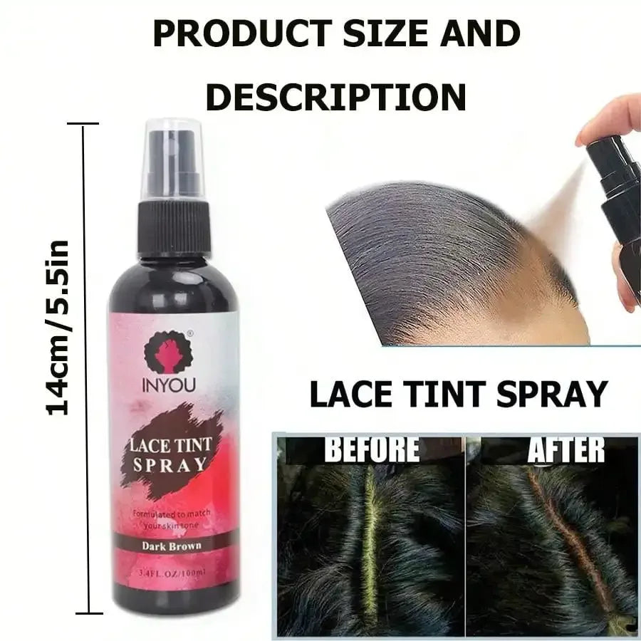 Lace Tint Spray For Wigs, Waterproof Lace Tint Melting Mousse Spray Concealer For Lace Closure Front Wigs Toupees - Luvia