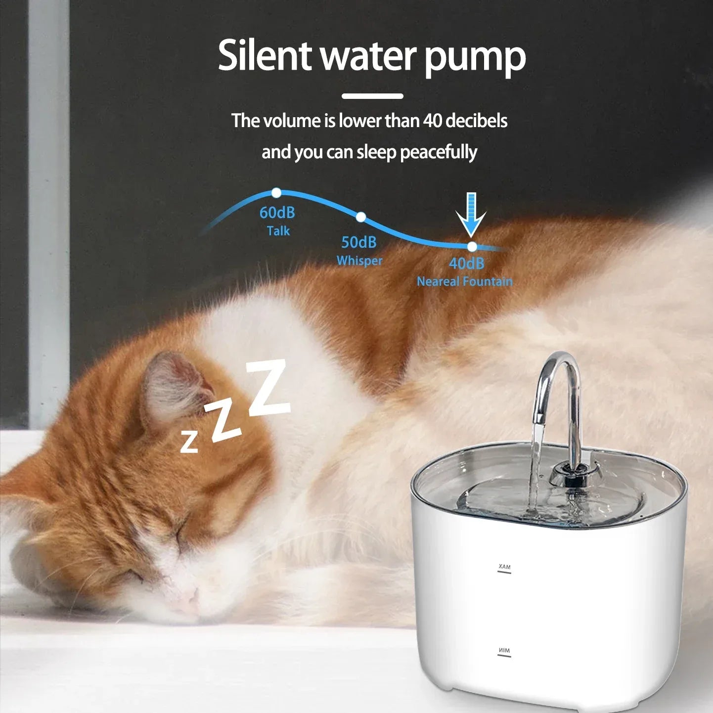 Cat Water Fountain Pet Water Fountain for Cats Inside 1Filters&Ultra-Quiet Pump 2.2L/73oz Dog Pet Water Fountain - Luvia