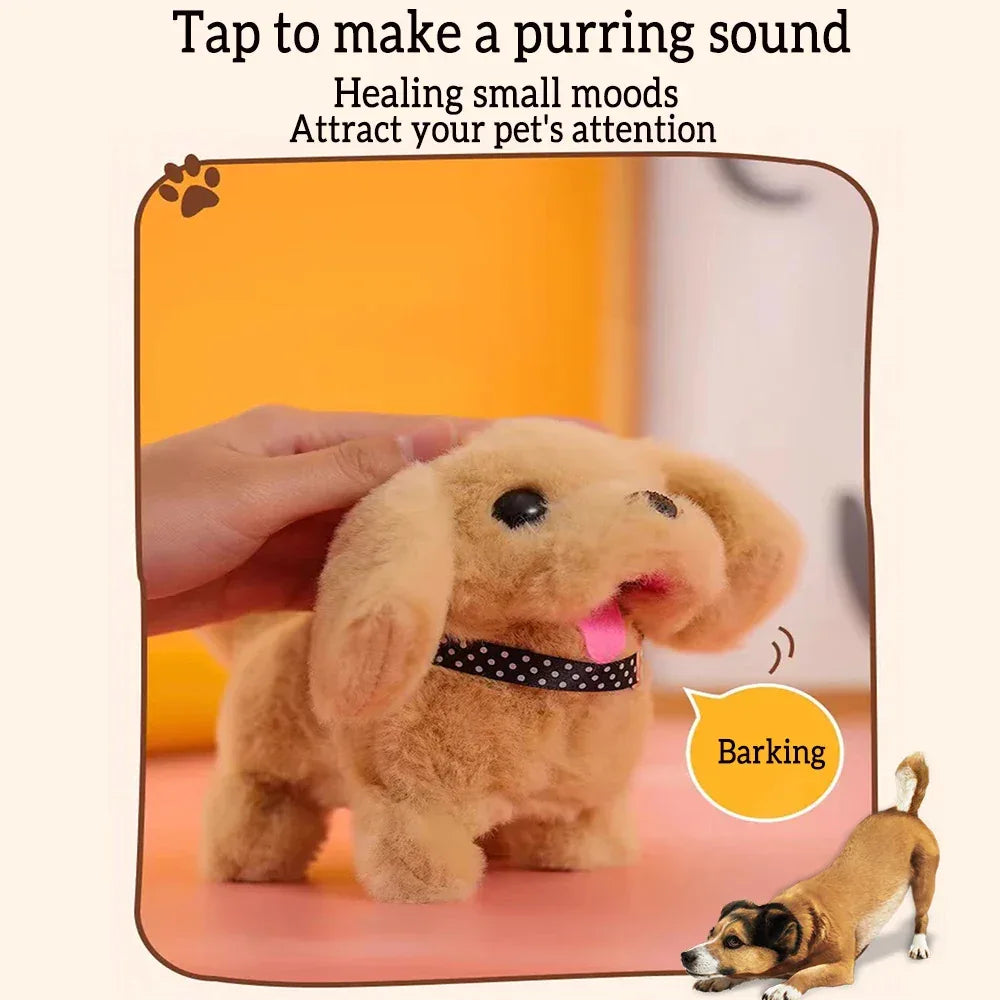 Pet Companion Battery Operated Toy Plush puppy pet electronic interactive toy walking barking wagging tail Simulation puppy - Luvia