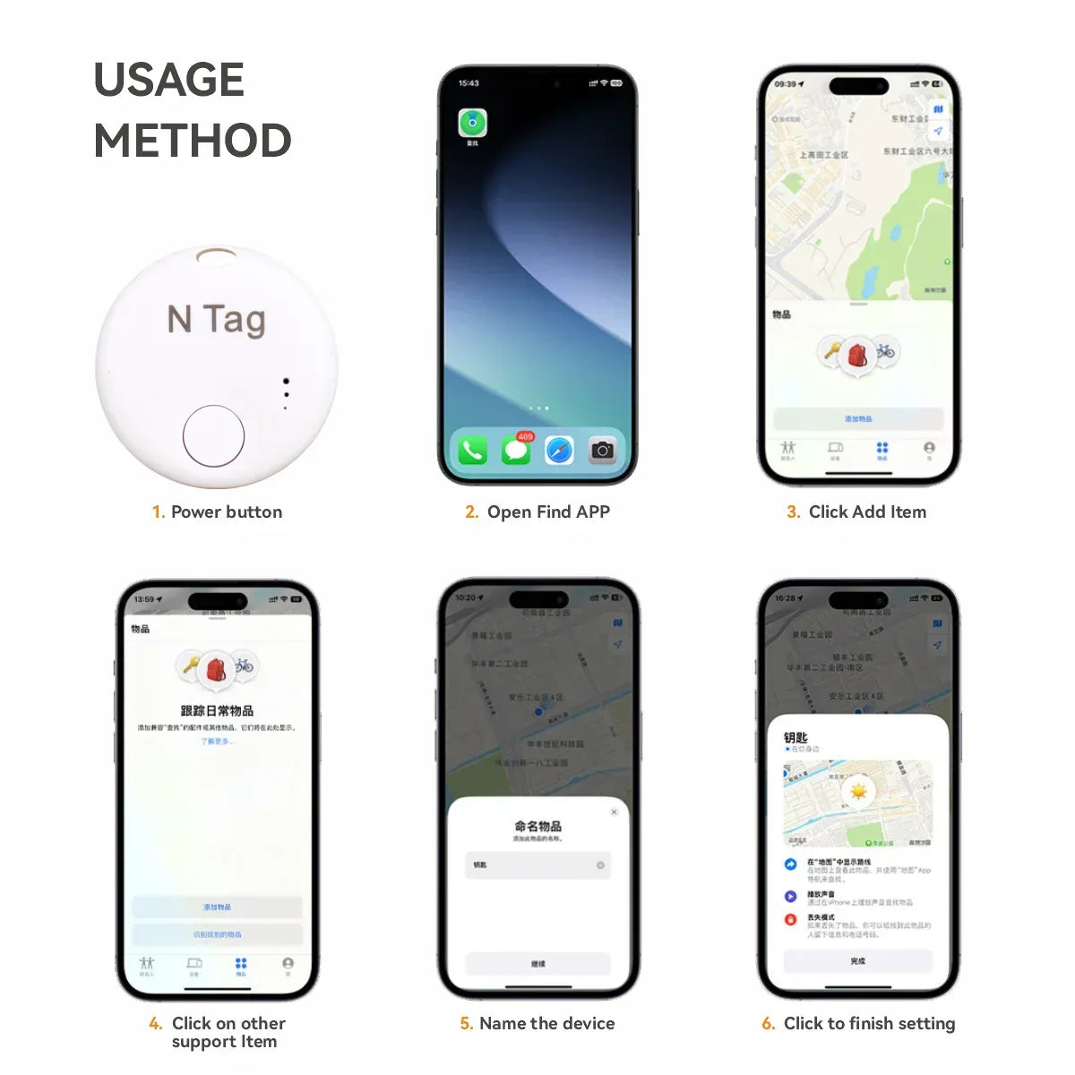 Bluetooth Smart Tag Air Tracker Tags Work with Find My APP (iOS Only) Tracking Locator Device Search Item Finder Luggage Key Bag - Luvia