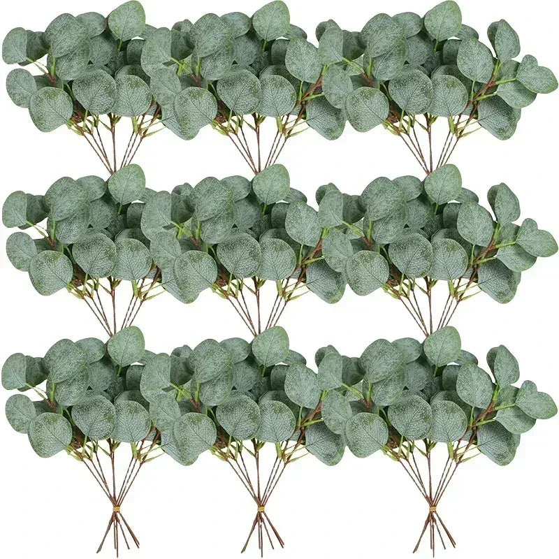 100 Pcs Artificial Eucalyptus Stems Fake Greenery Leaves Stems Faux Eucalyptus Plant for Floral Arrangement Green Leaves Decor - Luvia