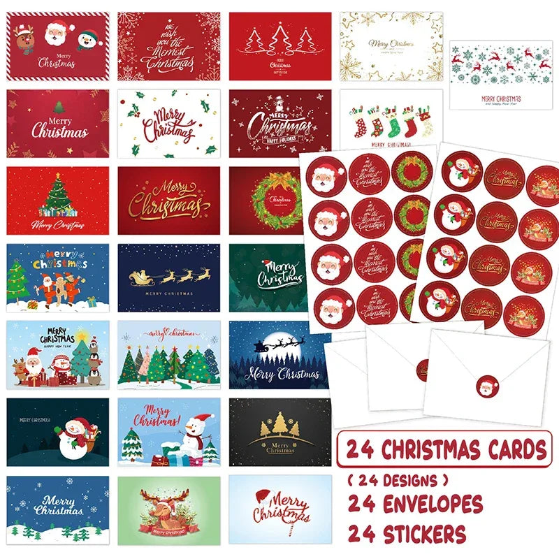Christmas Cards With Envelopes And Card Organizer(Pack Of 24) Holiday Greeting Cards And Envelopes Christmas Gift Cards - Luvia