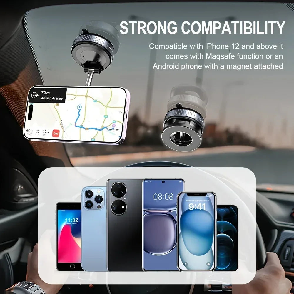 Magnetic Phone Car Holder Foldable 360° Rotation Adjustable Magnetic Mount for Car/Desk/Bathroom/Universal Use - Luvia