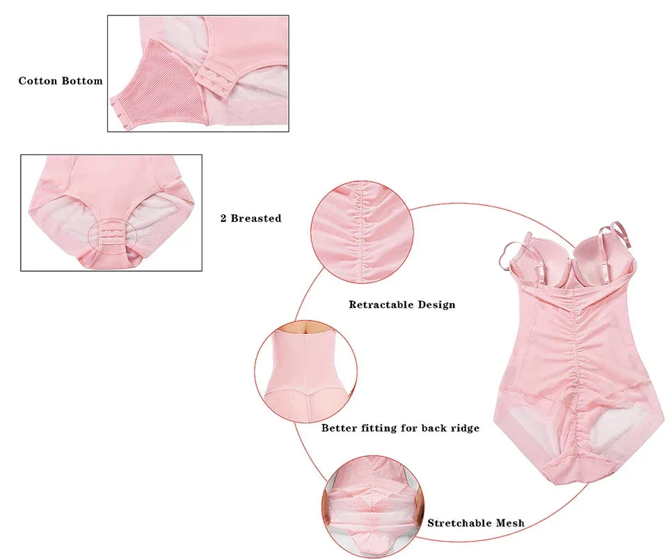 Bodysuit Women Shapewear Body Shaper With Cup Compression Bodies Belly Sheath Waist Trainer Reductive Slimming Underwear - Luvia