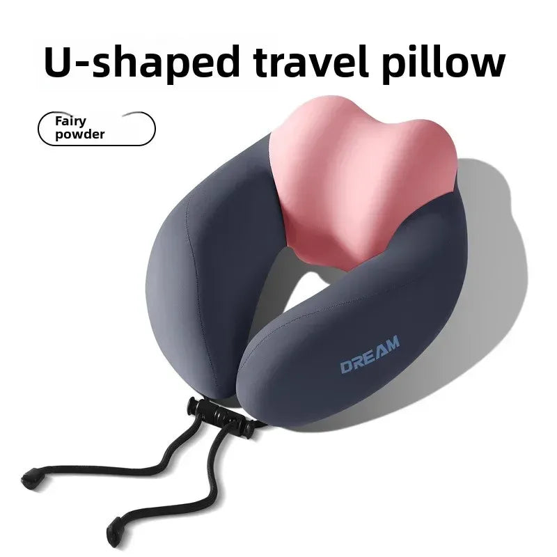 Memory Foam U-Shaped Neck Pillow for Travel & Airplane - Ergonomic Cervical Support Pillow with Portable Design Washable Cover - Luvia