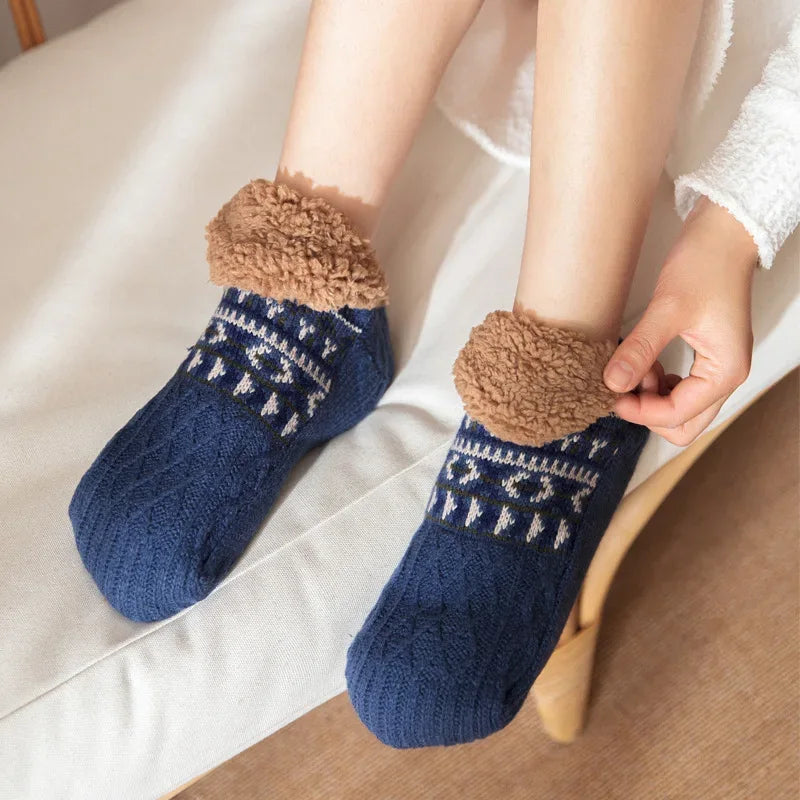 Super Warm Winter Non-slip Floor Socks Women Men Snow Socks Sleep Carpet Socks Slippers Socks Women Velvet Boot Unsiex Home Wear - Luvia