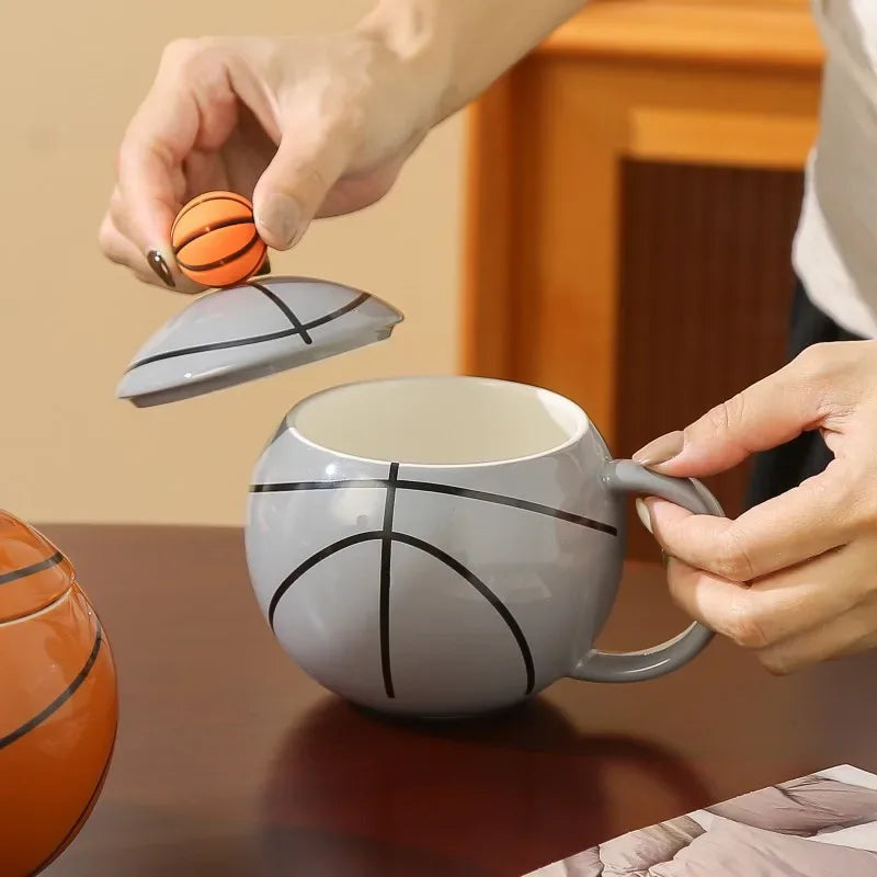 Novelty Basketball Styling Mug Sports Theme Family Ornament Coffee Mug Juice Drinking Set with Ceramic Sports Souvenir - Luvia