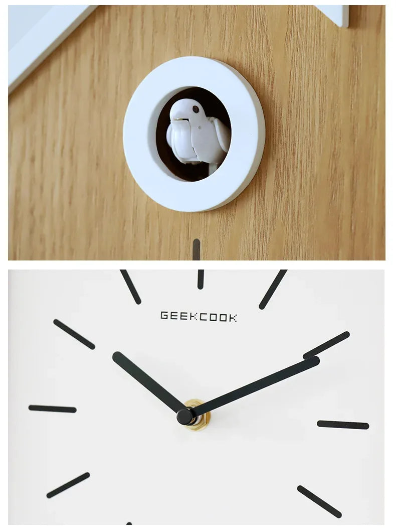 Minimalist Cuckoo Clock Modern Silent Electronic Clock for Living Room Garden Wall Room Decoration Home Decor Items - Luvia