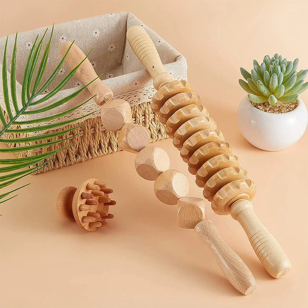 Wood Therapy Massage Tool Lymphatic Drainage Massager Anti Cellulite Fascia Massage Roller for Full Body Muscle Pain Relief - Luvia