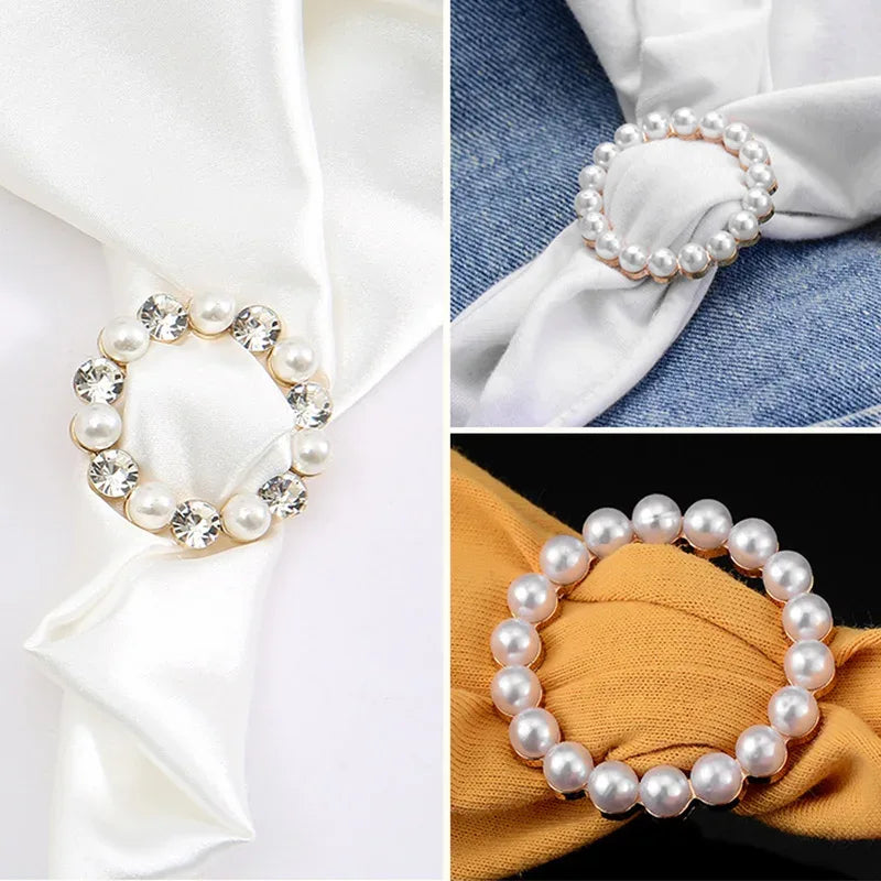 Silk Scarf Ring Clip T-Shirt Corner Hem Tie Brooch Women Scarves Clasp Waist Buckle Fashion Metal Ring for Shirts Clothing Decor - Luvia