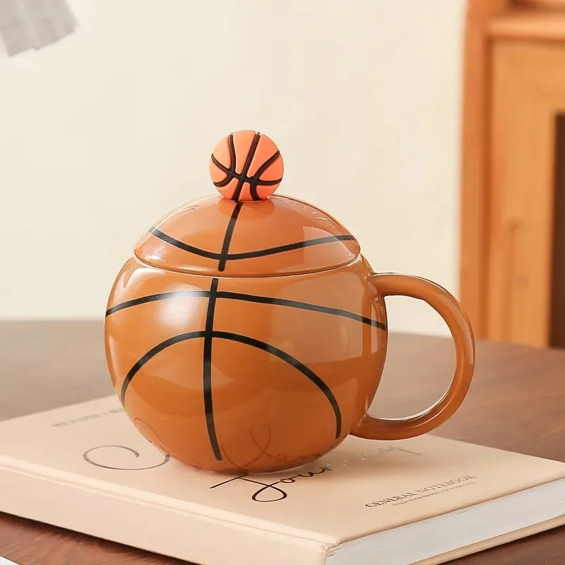 Novelty Basketball Styling Mug Sports Theme Family Ornament Coffee Mug Juice Drinking Set with Ceramic Sports Souvenir - Luvia