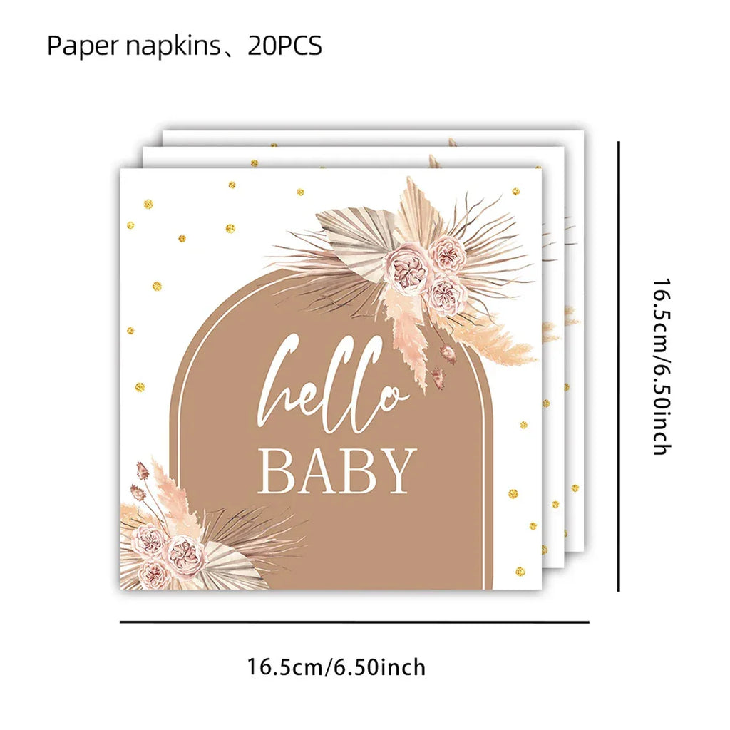 kit Kids Birthday Party Balloons Hello Baby Boy Girl DIY Cake Topper Paper Tableware 1st Birthday Party Baby Shower Decorations - Luvia