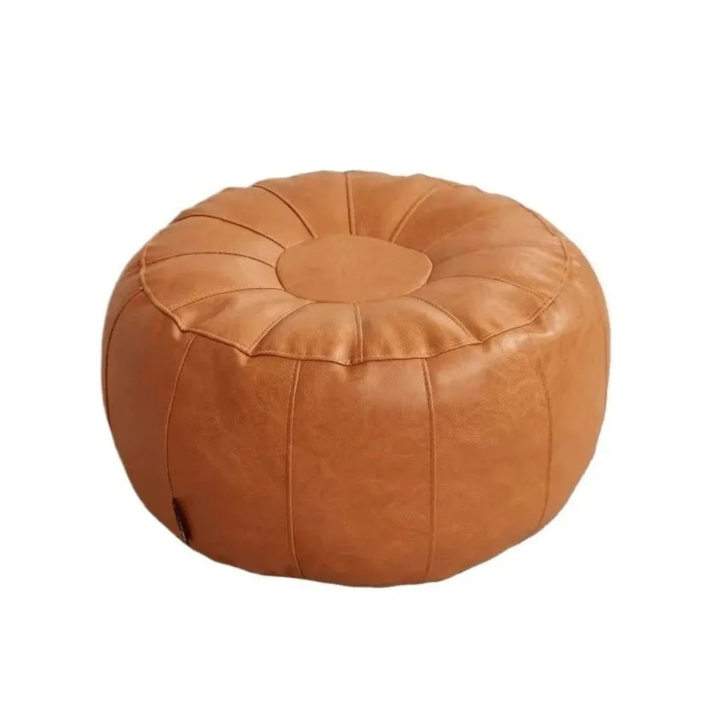 PU Leather Unstuffed Storage Leg Bench Need to Fill Clothes Large Capacity Storage Pouf Round Nordic Sofa Footstool Living Room - Luvia