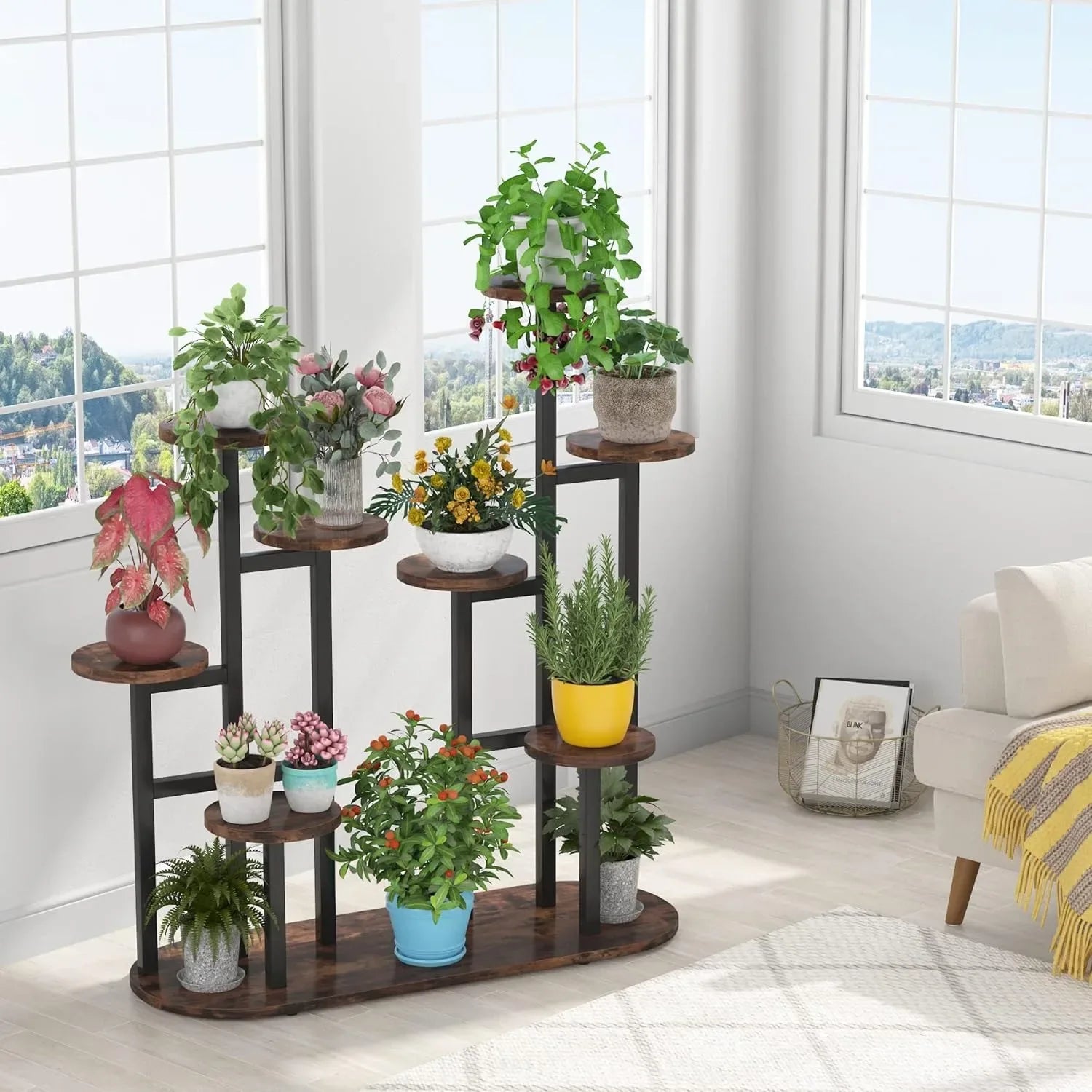 Plant Stand Indoor, Multi-Tiered 11 Potted Plant Shelf Flower Stands, Tall Plant Rack Display Holder Planter Organizer - Luvia