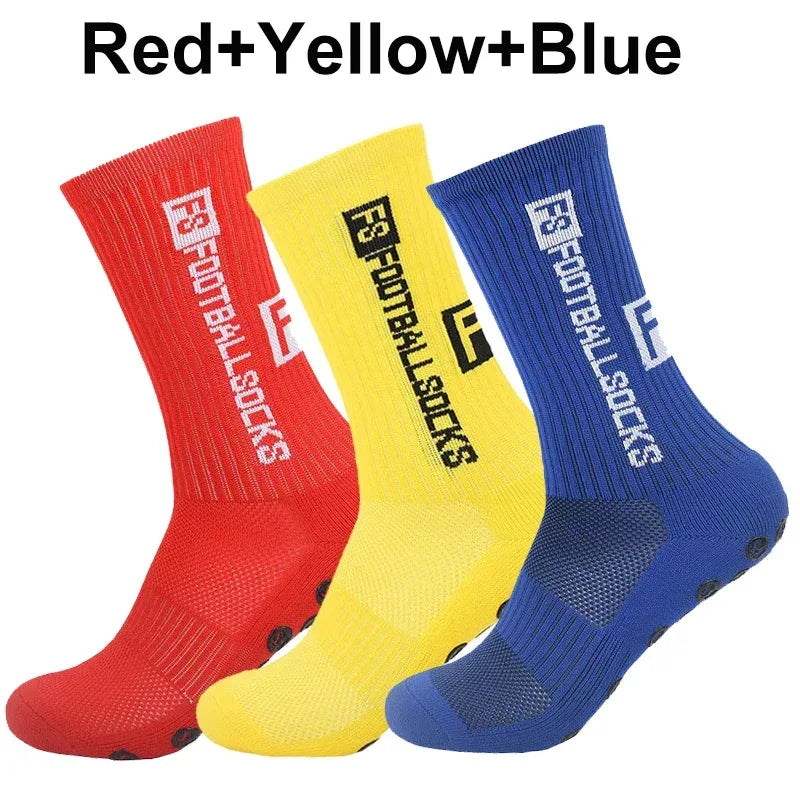 3 Pairs FS Non-slip Football Socks Men Women Sports Anti-Slip Soccer Stockings Silicone Bottom Breathable Outdoor Soccer Socks - Luvia