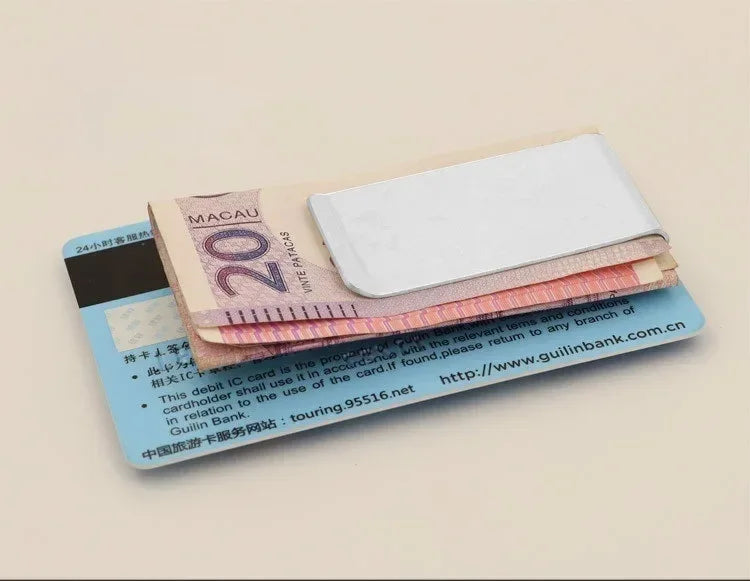 Metal Clip Slim Pocket Credit Card ID Clip Stainless Steel Money Clip Wallet Cash Clamp Men Purse - Luvia