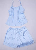Women 100% Natural Silk 16 momme satin silk Camisole with Shorts Pajama Set Sleepwear M-2XL YM004 - Luvia