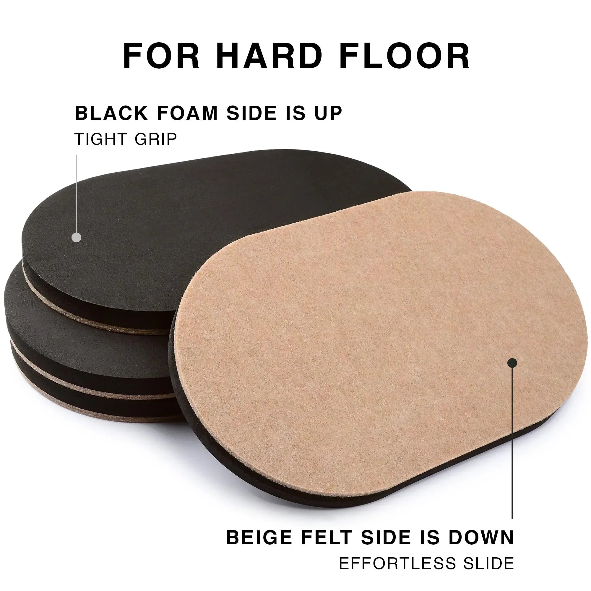 Felt Furniture Sliders Hardwood Floors - 4 PCS 6" x 3 1/2" Furniture Sliders - Heavy Duty Felt Sliders Hard Surfaces - Luvia
