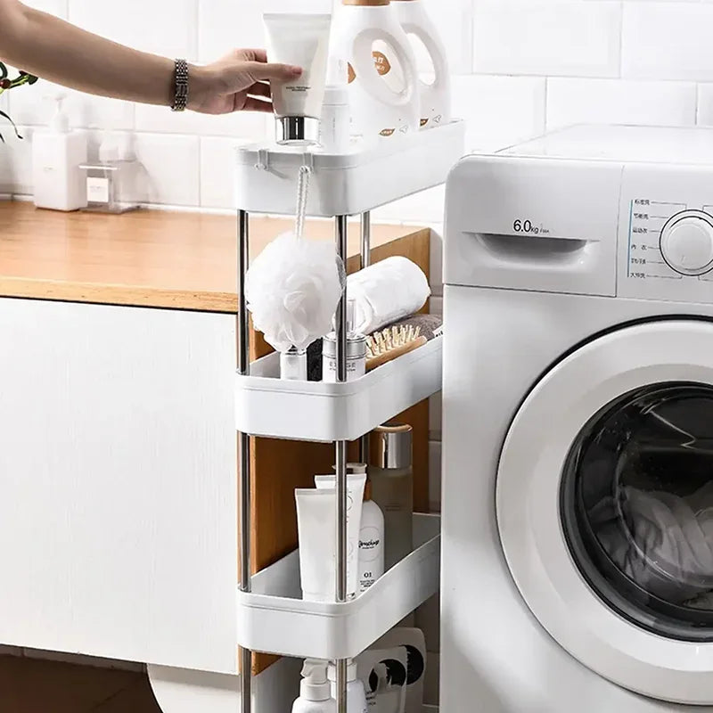 3/4 Tier Movable Gap Storage Rack Rolling Utility Cart Storage Shelf Kitchen Bathroom Slim Slide Organizer Shelf Livingroom - Luvia