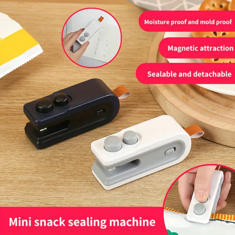 Handheld Bag Sealer Mini Heat Vacuum Food Sealer with Cutter and Magnet 2 in 1 Bag Sealer for Plastic Bags Snacks Food Storage - Luvia