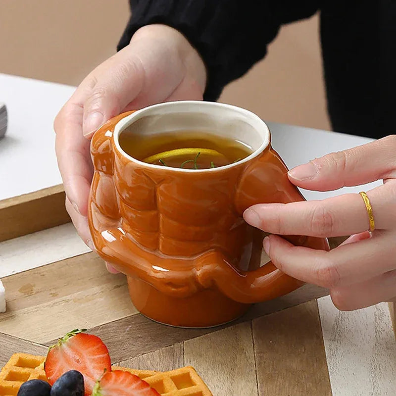 3D Ceramic Mug Muscle Mug Coffee Mug Milk Mug Man Gym Trainer Office Household Creative Funny Water Cup New Year Birthday Gift - Luvia