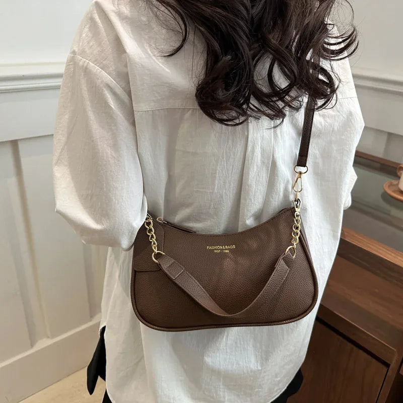 Cherry Pendant Crossbody Bag for Women PU Leather Crescent Bag Adjustable Strap Underarm Bag Closure Handbag for Work Travel - Luvia