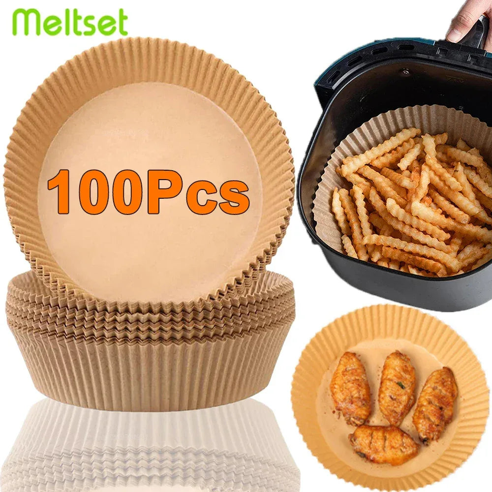50/100Pcs Air Fryer Disposable Paper Non-Stick Airfryer Baking Papers Round Air-Fryer Paper Liners Paper Kitchen Accessories - Luvia