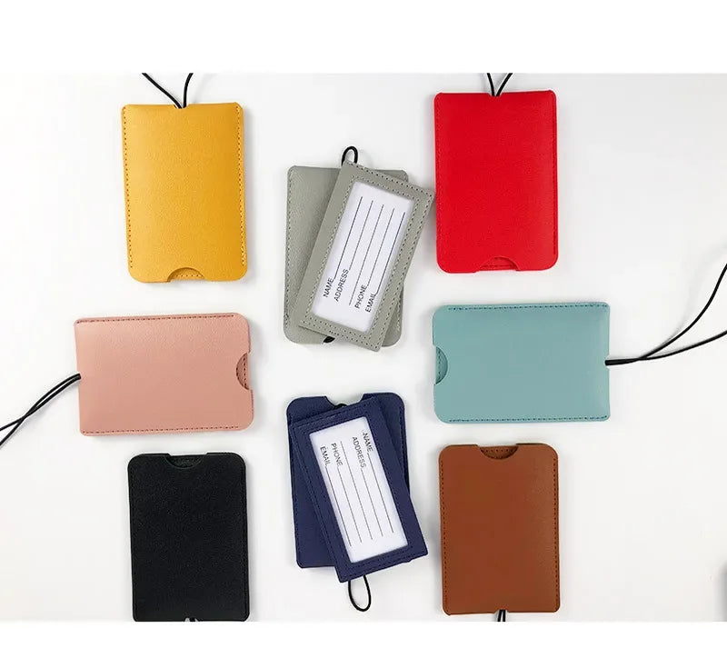 Pu Leather Luggage Tags Women Man Suitcase Bag Bag Tags for Luggage Name ID Address Holder Baggage Label Travel Accessories - Luvia