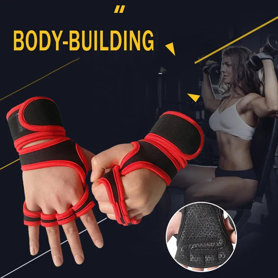 Sports Weight Lifting Workout Gloves ，with Built-in Wrist Wraps Full Palm Protection，Grip Great for Gym Pull Ups Cross Training - Luvia