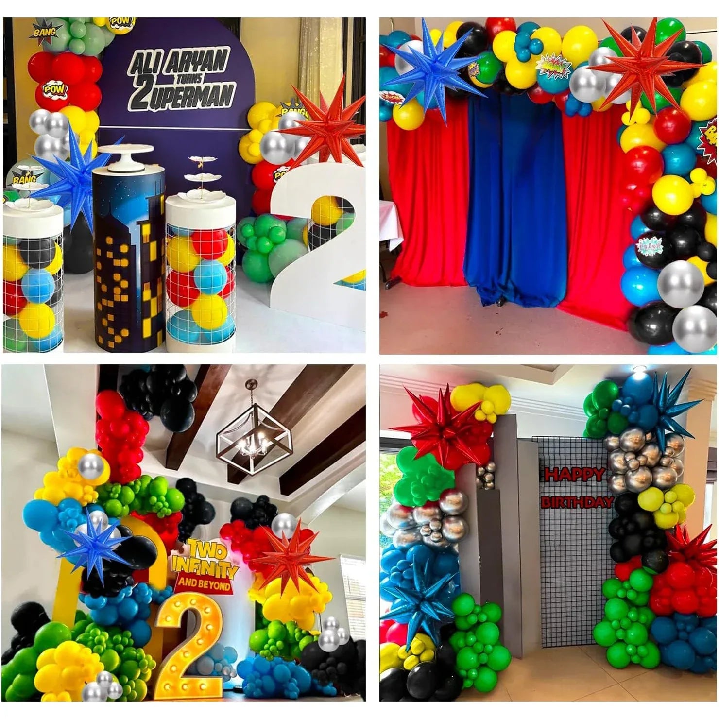 137pcs Balloon Arch Kit - Red/Blue/Yellow/Green/Black for Birthday Party Carnival Decor - Luvia