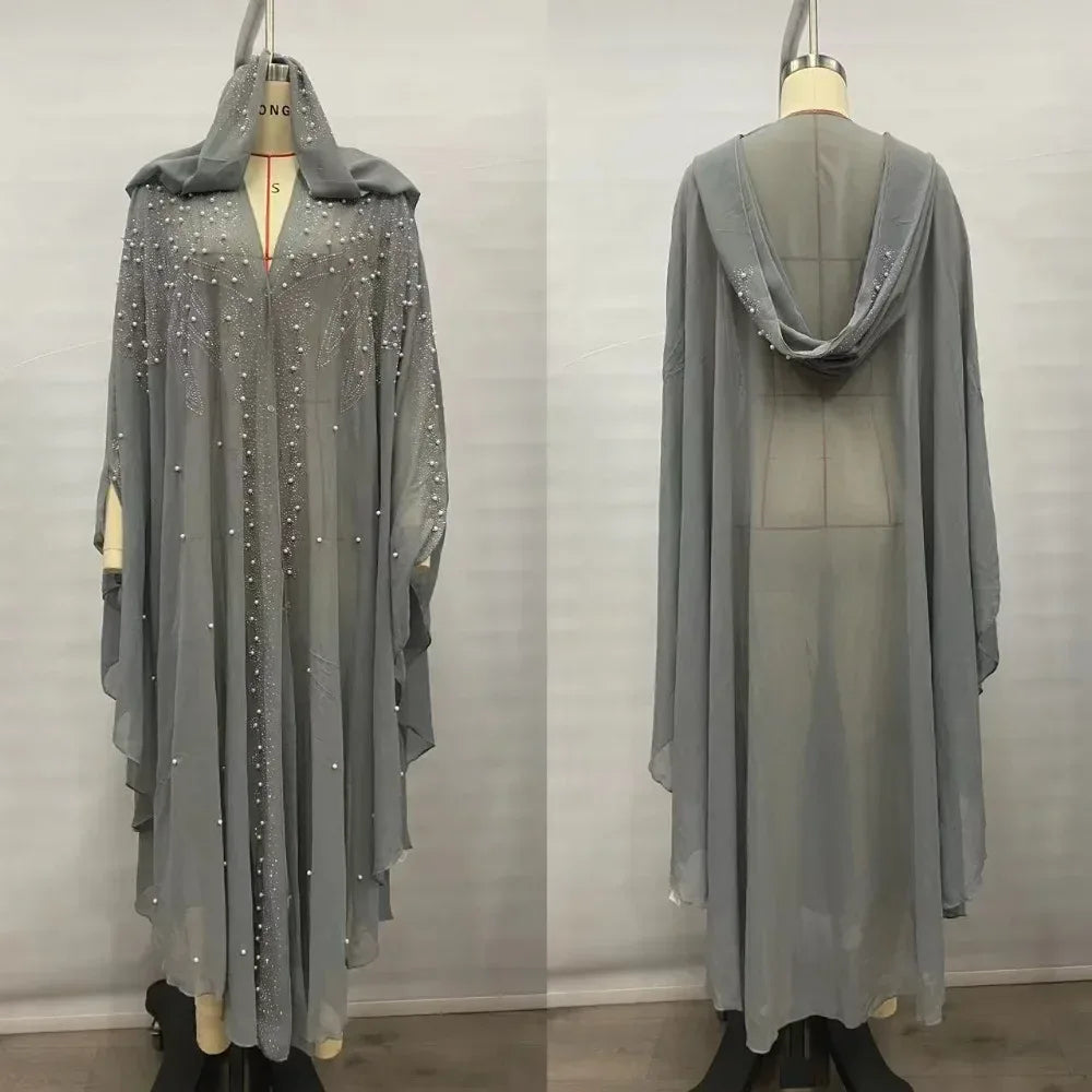 Thin Hooded Cloak Women Clothing Cape Dress Fashion Clothes Vintage Streetwear Ponchos Coats Jackets Bling Diamond Party - Luvia