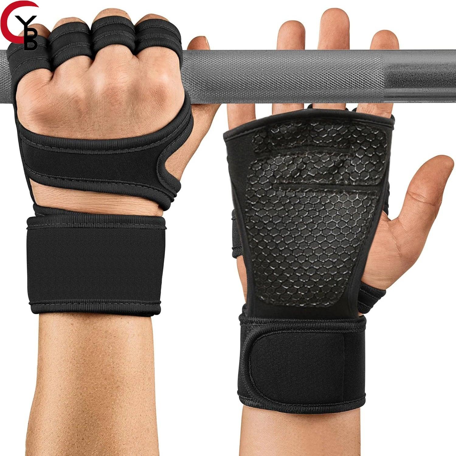 Sports Weight Lifting Workout Gloves ，with Built-in Wrist Wraps Full Palm Protection，Grip Great for Gym Pull Ups Cross Training - Luvia