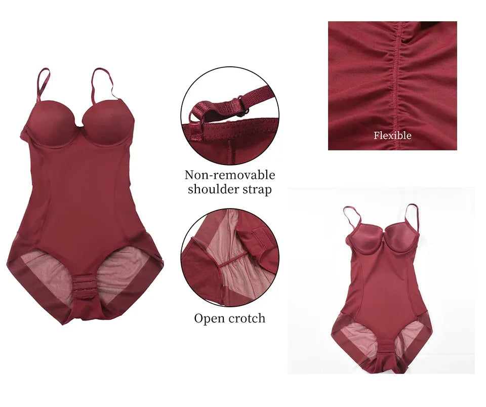 Bodysuit Women Shapewear Body Shaper With Cup Compression Bodies Belly Sheath Waist Trainer Reductive Slimming Underwear - Luvia