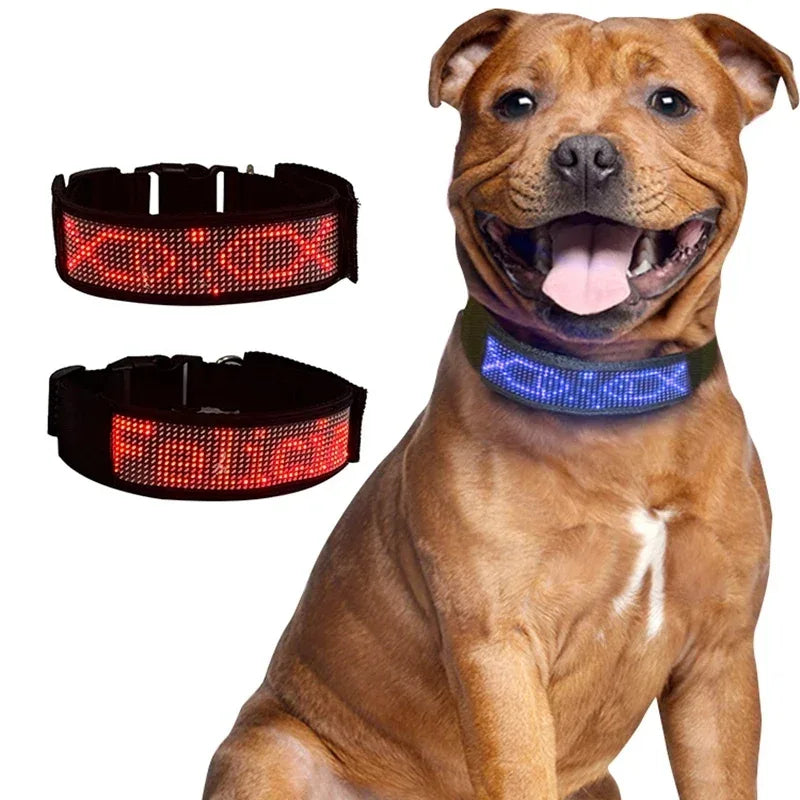 LED Dog Collar USB Rechargeable Light Up Dog Collar Adjustable Comfortable Safety Dog Collar for Small, Medium, Large Dogs - Luvia